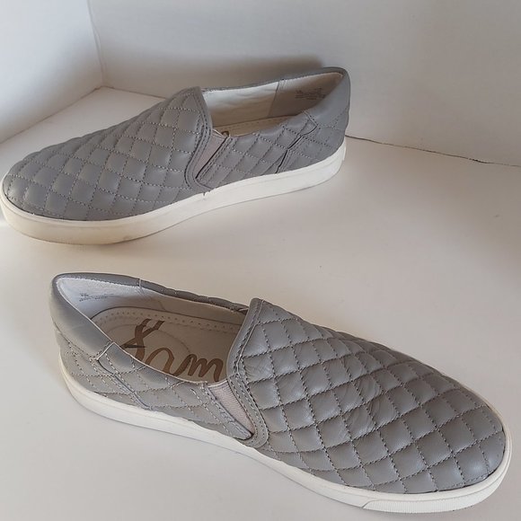 Sam Edelman Ezzie grey quilted leather sneaker - Picture 4 of 12